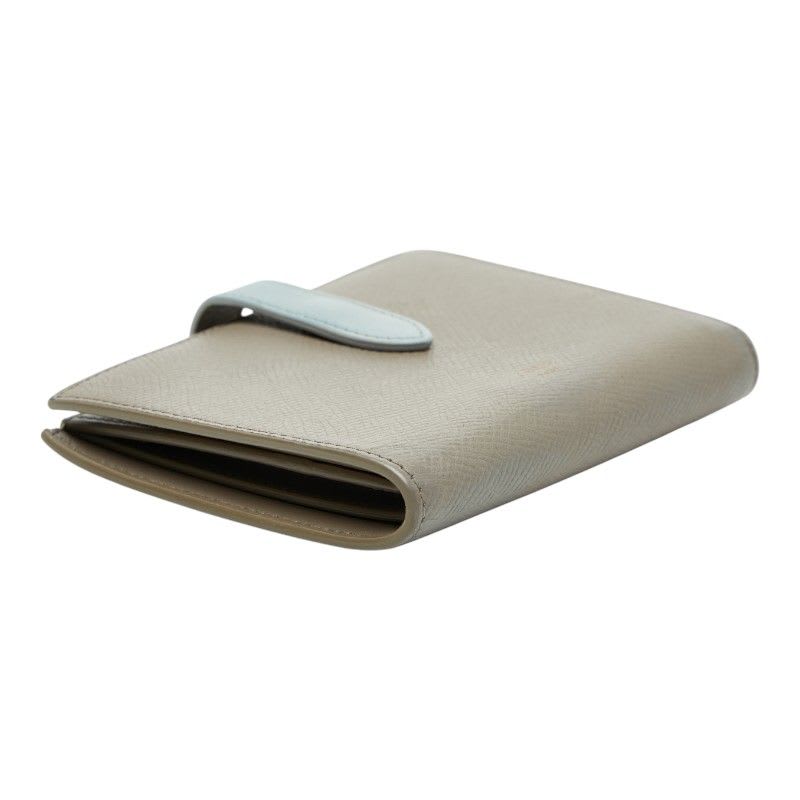 Celine Medium Strap Wallet Beige Blue Leather — view 5