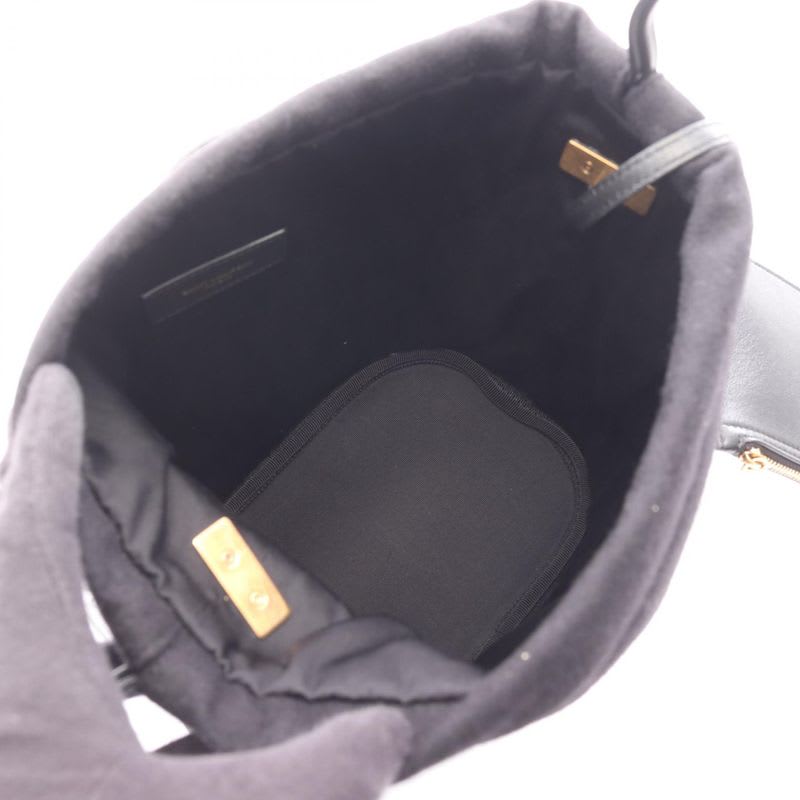 Saint Laurent Paris Shoulder Bag Rive Gauche Bucket Nero Wool Leather — view 4