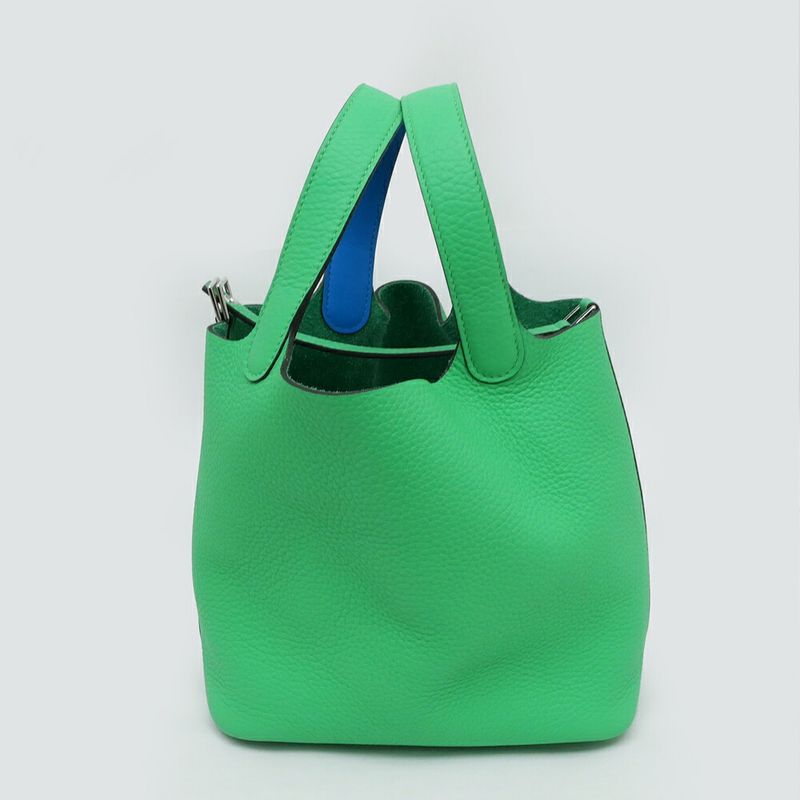 Hermes Picotin Lock PM Eclat Vert Comic Blue Frida Silva Hardware — view 7