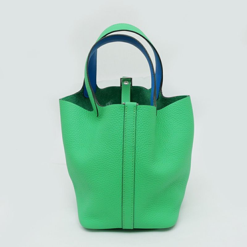 Hermes Picotin Lock PM Eclat Vert Comic Blue Frida Silva Hardware — view 8
