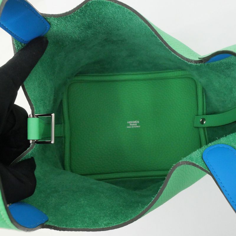 Hermes Picotin Lock PM Eclat Vert Comic Blue Frida Silva Hardware — view 6