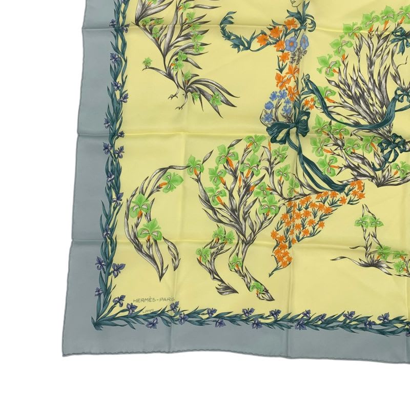 Hermes Hd'origny Blooming Horse Silk Scarf Multicolor — view 6