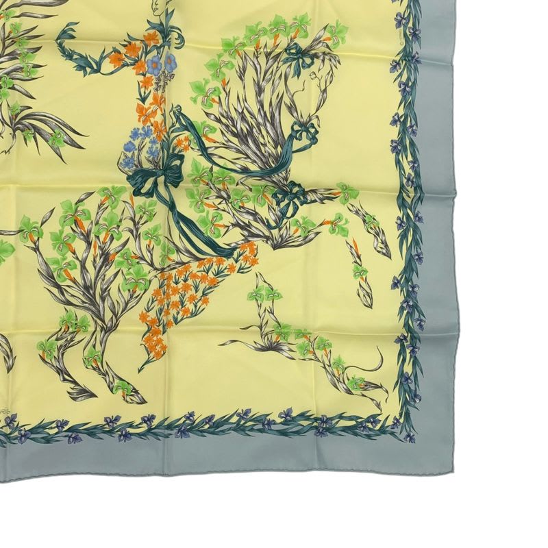 Hermes Hd'origny Blooming Horse Silk Scarf Multicolor — view 7