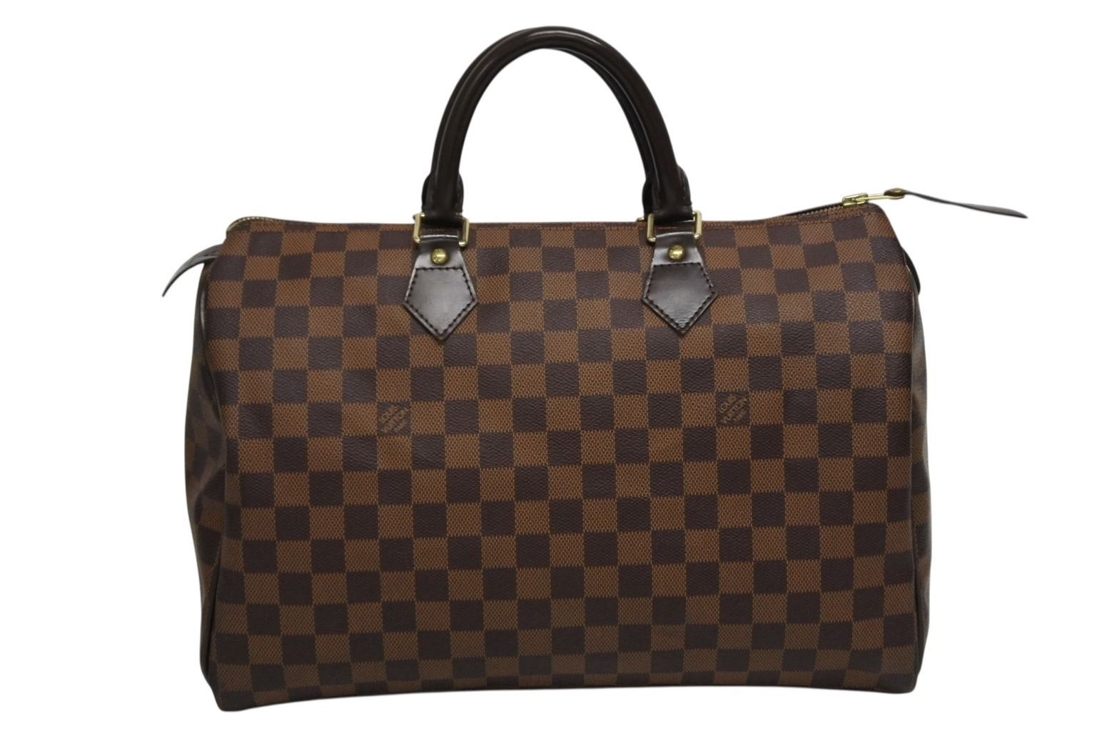Louis Vuitton Speedy 35 Damier Azur Handbag Brown Beige
