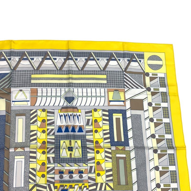 Hermes Scarf Silk Carre 90 Garden OF Shapes Yellow — view 3