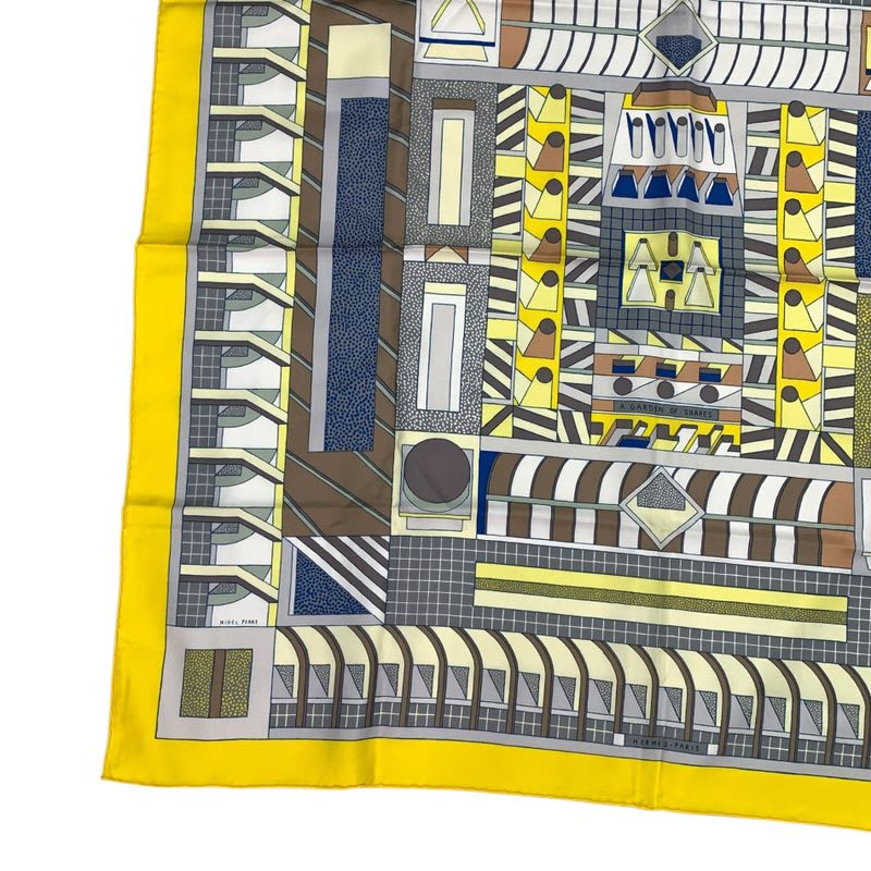 Hermes Scarf Silk Carre 90 Garden OF Shapes Yellow — view 4