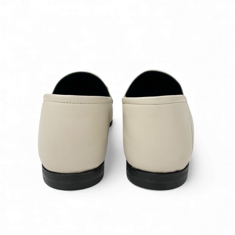 Gucci Loafer Leather Shoes Off White Gold Horsebit Flat — view 5