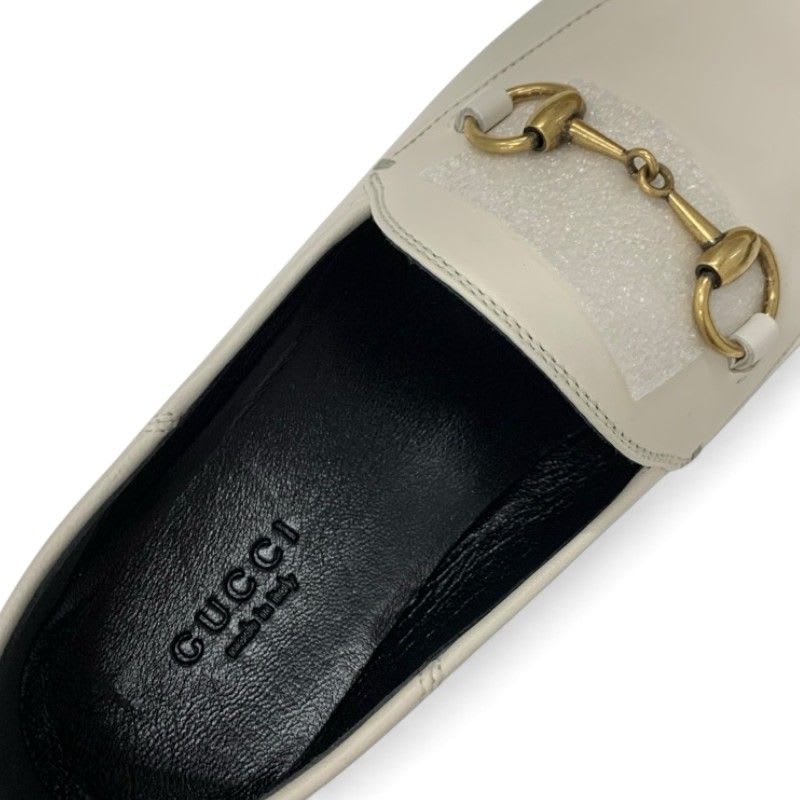 Gucci Loafer Leather Shoes Off White Gold Horsebit Flat — view 7