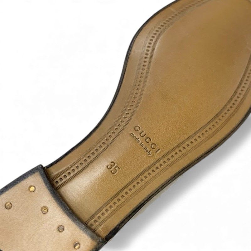 Gucci Loafer Leather Shoes Off White Gold Horsebit Flat — view 8