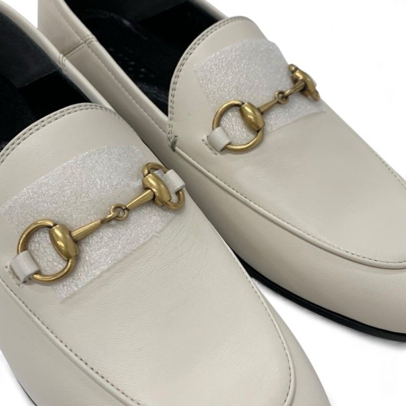 Gucci Loafer Leather Shoes Off White Gold Horsebit Flat — view 9