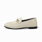 Gucci Loafer Leather Shoes Off White Gold Horsebit Flat — view 3