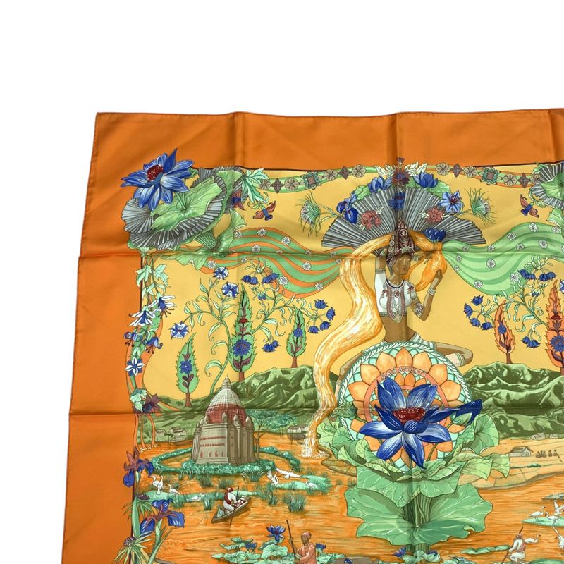 Hermes Scarf Silk Carre 90 Sarasvati Talent Orange — view 2
