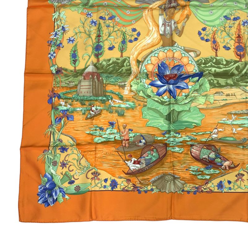 Hermes Scarf Silk Carre 90 Sarasvati Talent Orange — view 4