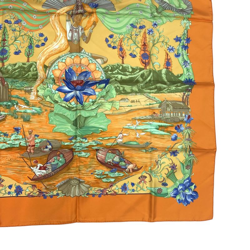 Hermes Scarf Silk Carre 90 Sarasvati Talent Orange — view 5