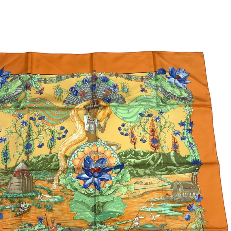 Hermes Scarf Silk Carre 90 Sarasvati Talent Orange — view 3
