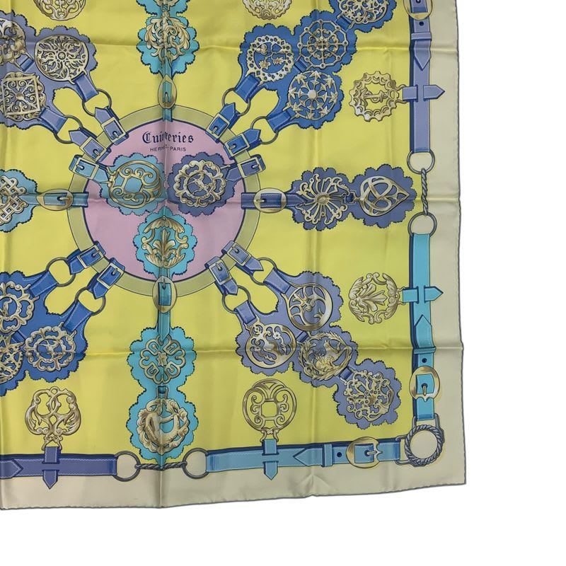 Hermes Scarf Silk Carre 90 Cuivreries Copperwork Yellow — view 5