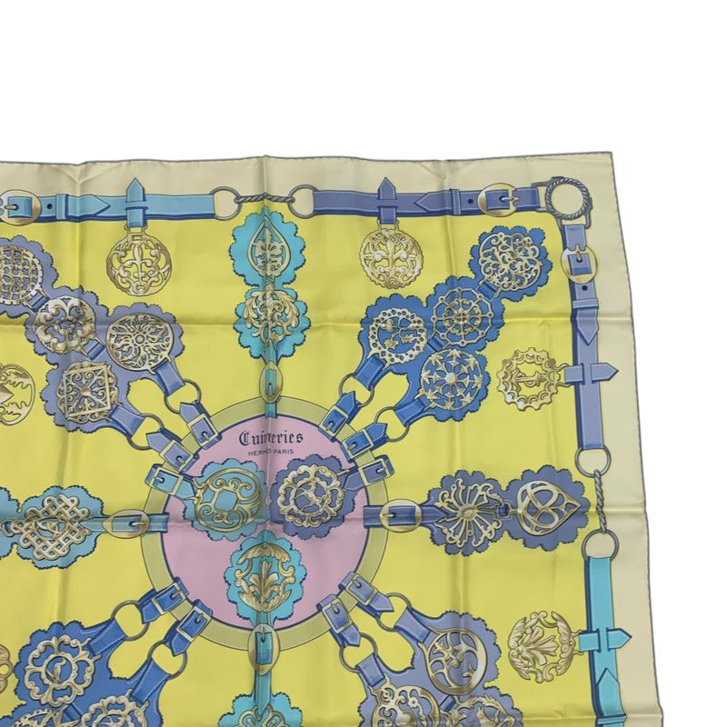Hermes Scarf Silk Carre 90 Cuivreries Copperwork Yellow — view 3