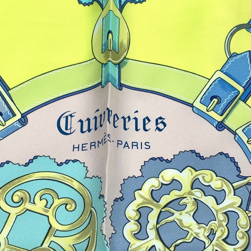 Hermes Scarf Silk Carre 90 Cuivreries Copperwork Yellow — view 6