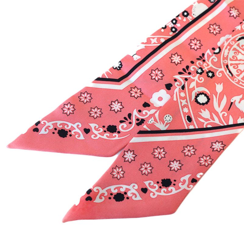 Hermes Scarf Twilly Peuple DU VENT People Of The Wind 100% Silk Pink — view 7