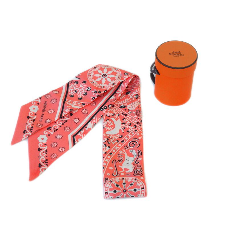 Hermes Scarf Twilly Peuple DU VENT People Of The Wind 100% Silk Pink — view 9