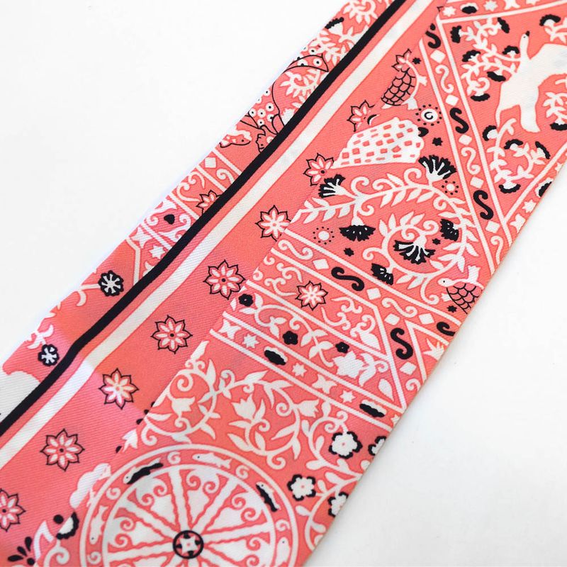 Hermes Scarf Twilly Peuple DU VENT People Of The Wind 100% Silk Pink — view 8