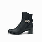 Hermes Frenchie 50 Boots Short Shoes Leather Black Silver Kelly Hardware — view 3