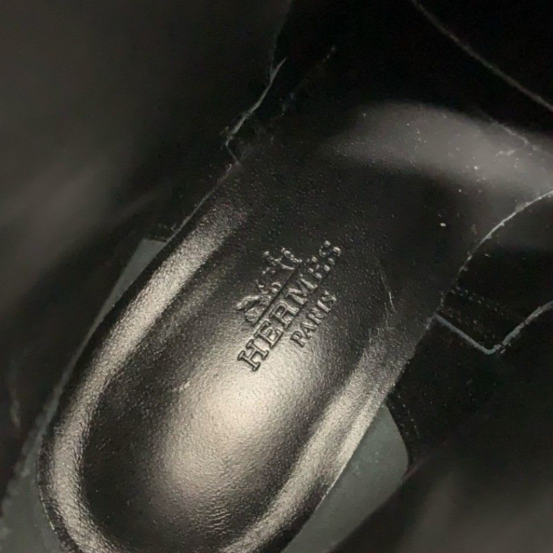 Hermes Frenchie 50 Boots Short Shoes Leather Black Silver Kelly Hardware — view 7