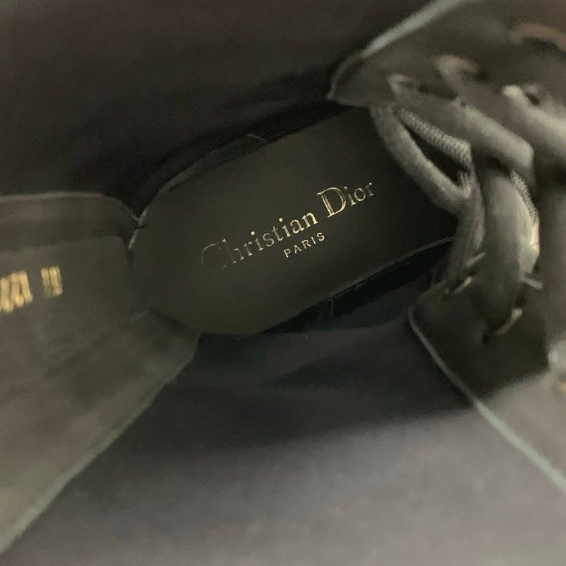 Christian Dior Arcade Boots Short Shoes Leather Black Logo Lace Up Zip — view 7