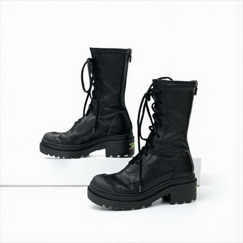 Christian Dior Arcade Boots Short Shoes Leather Black Logo Lace Up Zip — view 3