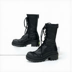Christian Dior Arcade Boots Short Shoes Leather Black Logo Lace Up Zip — view 3