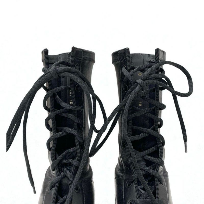 Christian Dior Arcade Boots Short Shoes Leather Black Logo Lace Up Zip — view 9