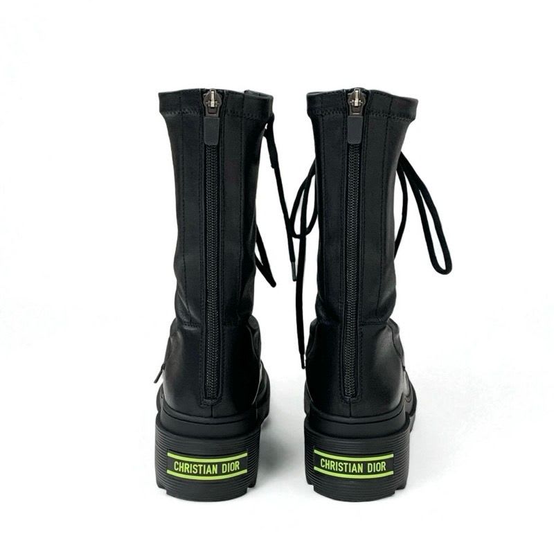 Christian Dior Arcade Boots Short Shoes Leather Black Logo Lace Up Zip — view 5