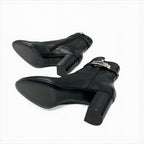 Hermes Saint Germain Boots Short Shoes Leather Black Silver Kelly Hardware — view 6