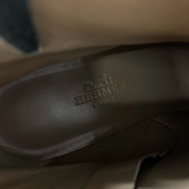 Hermes Saint Germain Boots Short Shoes Leather Black Silver Kelly Hardware — view 7