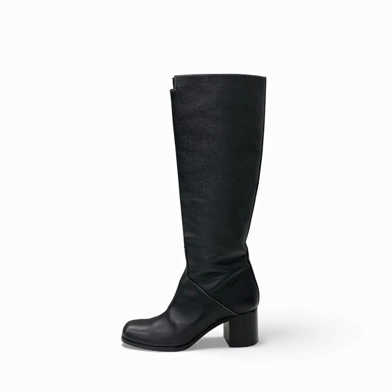 Hermes Houle 60 Boots Long Shoes Leather Black Stitching — view 3