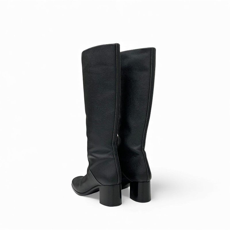Hermes Houle 60 Boots Long Shoes Leather Black Stitching — view 4