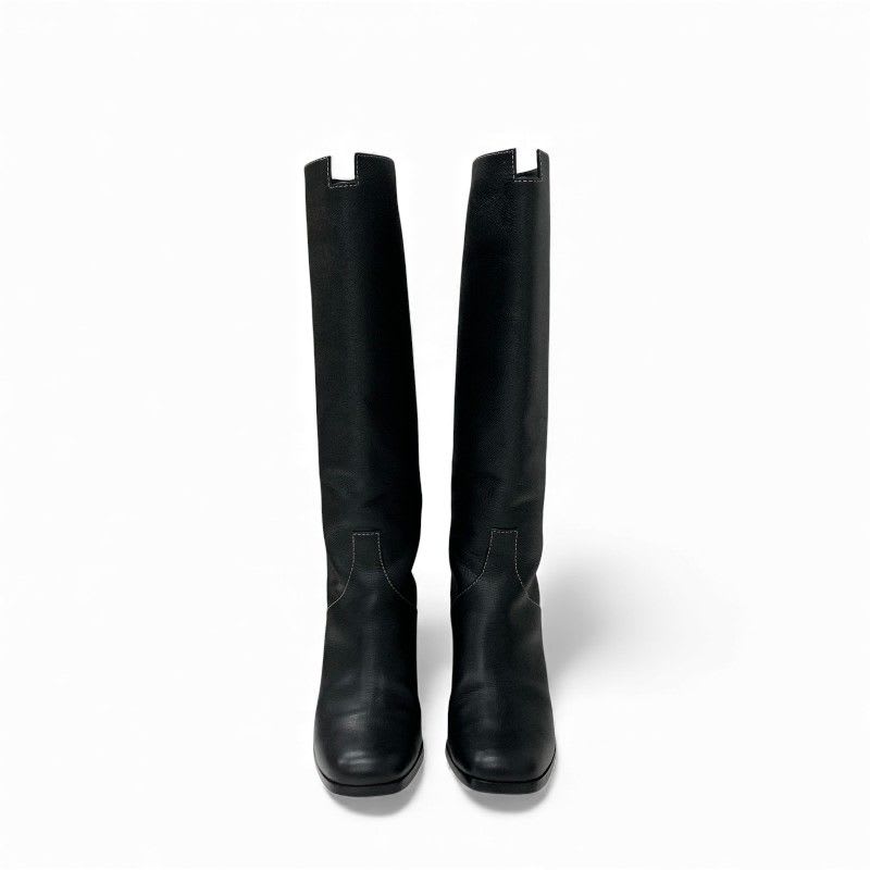 Hermes Houle 60 Boots Long Shoes Leather Black Stitching — view 2