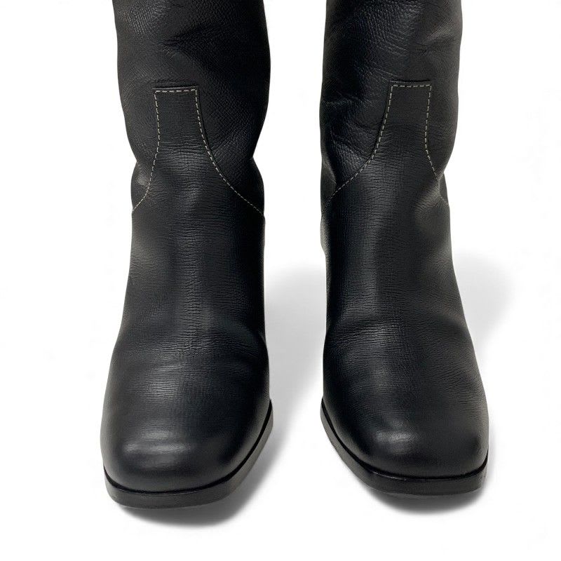 Hermes Houle 60 Boots Long Shoes Leather Black Stitching — view 9