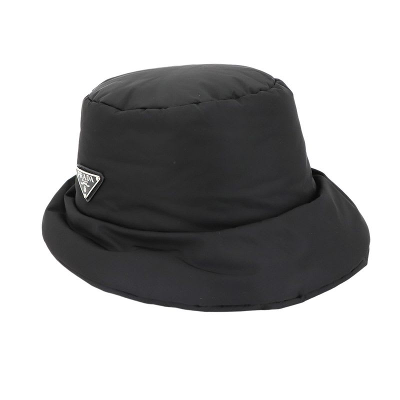 Prada Triangle Logo Padded Bucket Hat Polyamide Black M 2 Hc248 — view 3