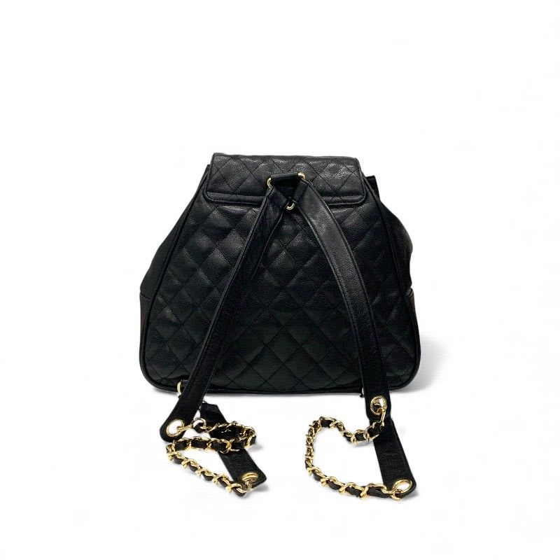 Chanel Bag Backpack Rucksack Black Gold Quilted Turn Lock — view 4