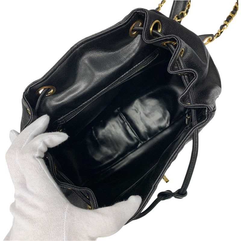 Chanel Bag Backpack Rucksack Black Gold Quilted Turn Lock — view 7