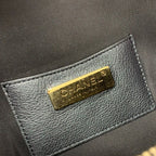 Chanel Bag Waist Pouch Body Caviar Leather Metallic Black Gold