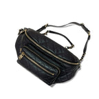 Chanel Bag Waist Pouch Body Caviar Leather Metallic Black Gold
