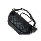 Chanel Bag Waist Pouch Body Caviar Leather Metallic Black Gold