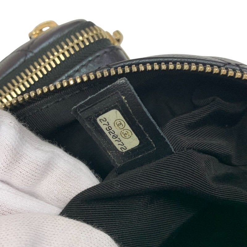 Chanel Bag Waist Pouch Body Caviar Leather Metallic Black Gold