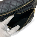 Chanel Bag Waist Pouch Body Caviar Leather Metallic Black Gold