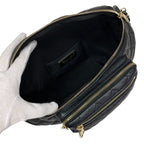 Chanel Bag Waist Pouch Body Caviar Leather Metallic Black Gold
