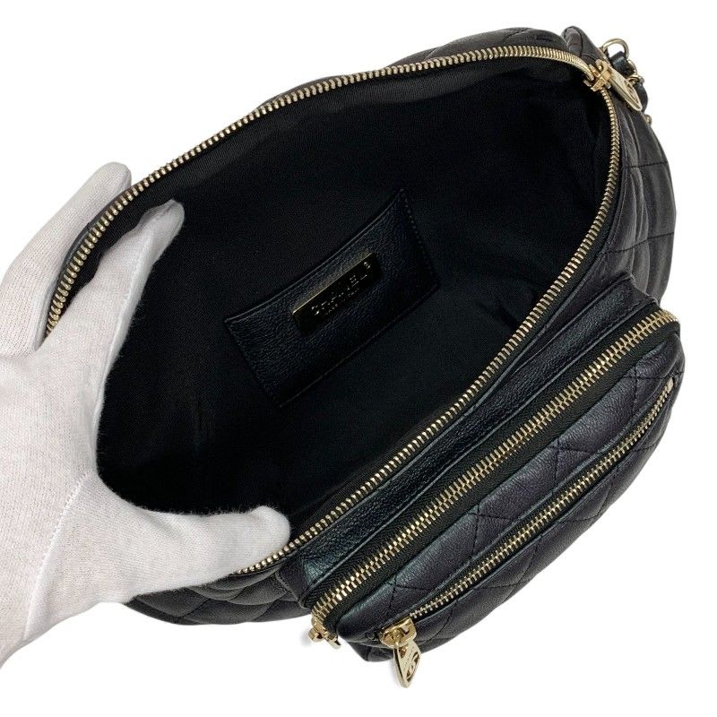 Chanel Bag Waist Pouch Body Caviar Leather Metallic Black Gold