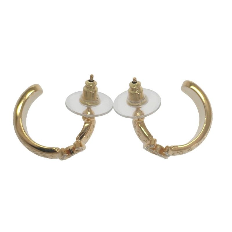 Chanel CC Hoop Earrings C24 P Abd029 Nw438 Metal Rhinestone Gold — view 8