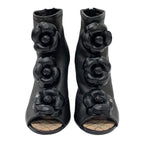 Chanel Boots Short Shoes Leather Black Camellia Coco Mark — view 2